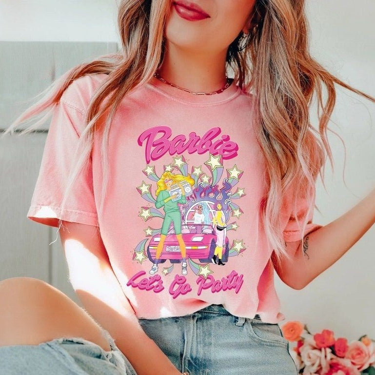 2024 Barbie Short-Sleeved Fashion Ladies T-Shirt Y2K Girls Summer Printing Soft Loose Round Neck Tops Undershirt Yoga Clothes 13