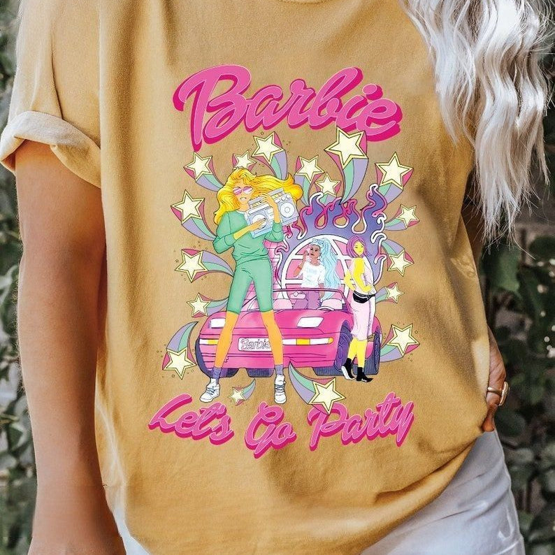 2024 Barbie Short-Sleeved Fashion Ladies T-Shirt Y2K Girls Summer Printing Soft Loose Round Neck Tops Undershirt Yoga Clothes 9