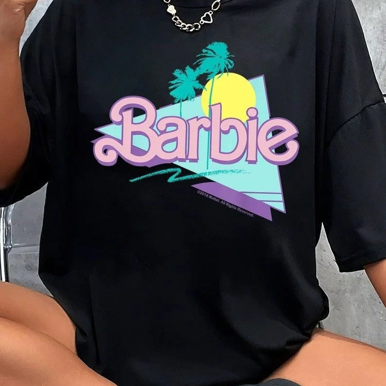 2024 Barbie Short-Sleeved Fashion Ladies T-Shirt Y2K Girls Summer Printing Soft Loose Round Neck Tops Undershirt Yoga Clothes 16