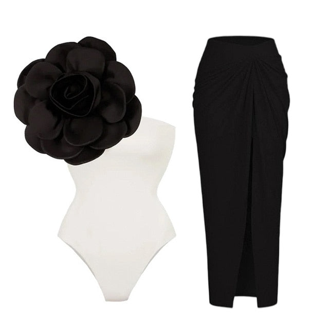 2024 Bikini Floral Ruffled Bikini Set Women 3D Flower High Waist Two Piece Swimsuit Beach Skirt Bathing Suit Swimwear Biquinis set 17