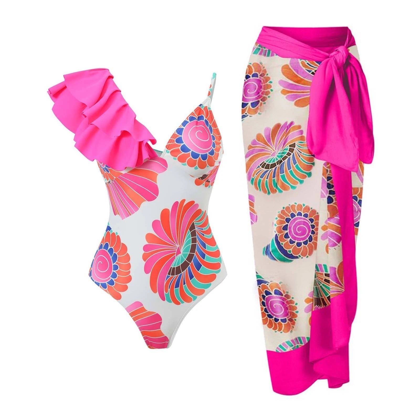 2024 Bikini Floral Ruffled Bikini Set Women 3D Flower High Waist Two Piece Swimsuit Beach Skirt Bathing Suit Swimwear Biquinis