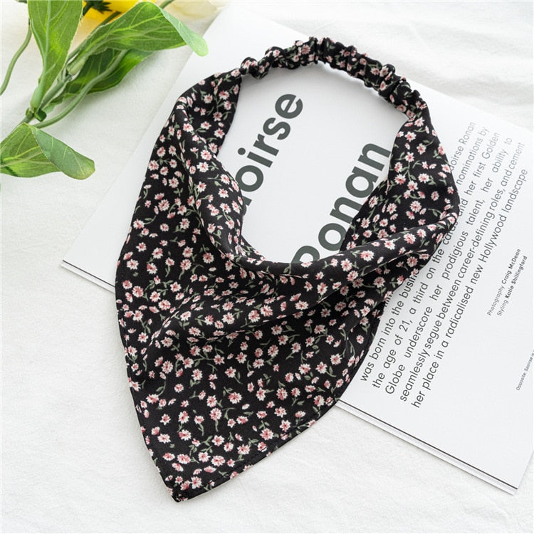 2024 Chiffon Printing Flower Bandana Hair Scarf Headband for Women Vintage Long Ribbon Scrunchie Beach Bandanas Hair Accessories 1