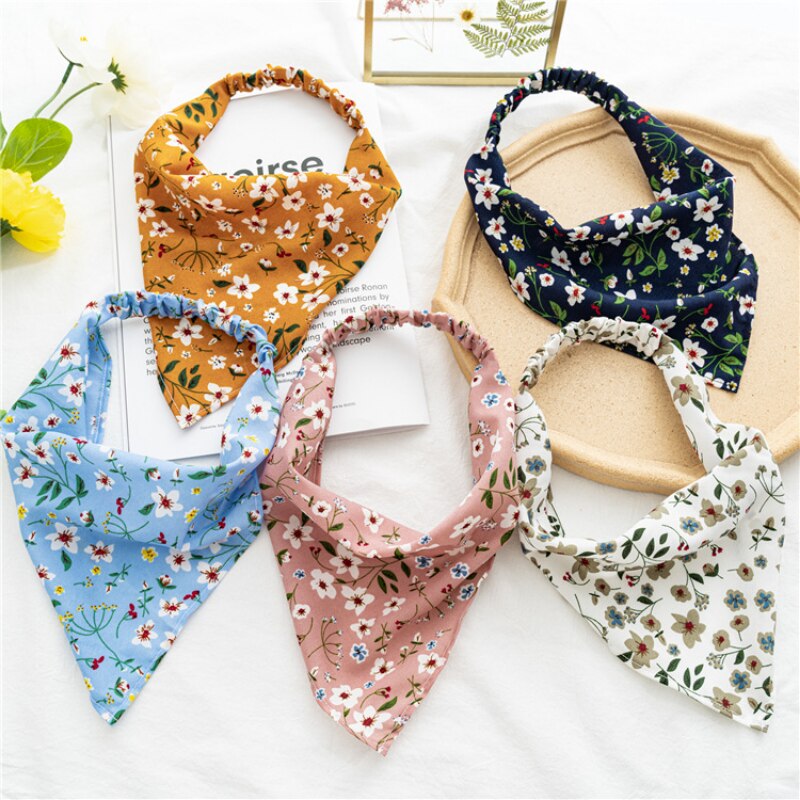 2024 Chiffon Printing Flower Bandana Hair Scarf Headband for Women Vintage Long Ribbon Scrunchie Beach Bandanas Hair Accessories