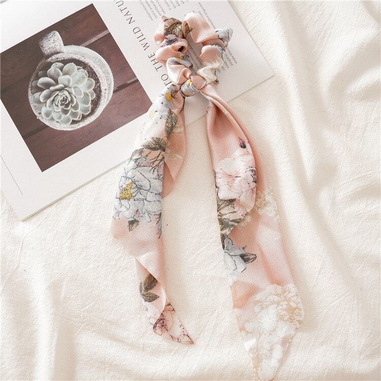 2024 Chiffon Printing Flower Bandana Hair Scarf Headband for Women Vintage Long Ribbon Scrunchie Beach Bandanas Hair Accessories 53