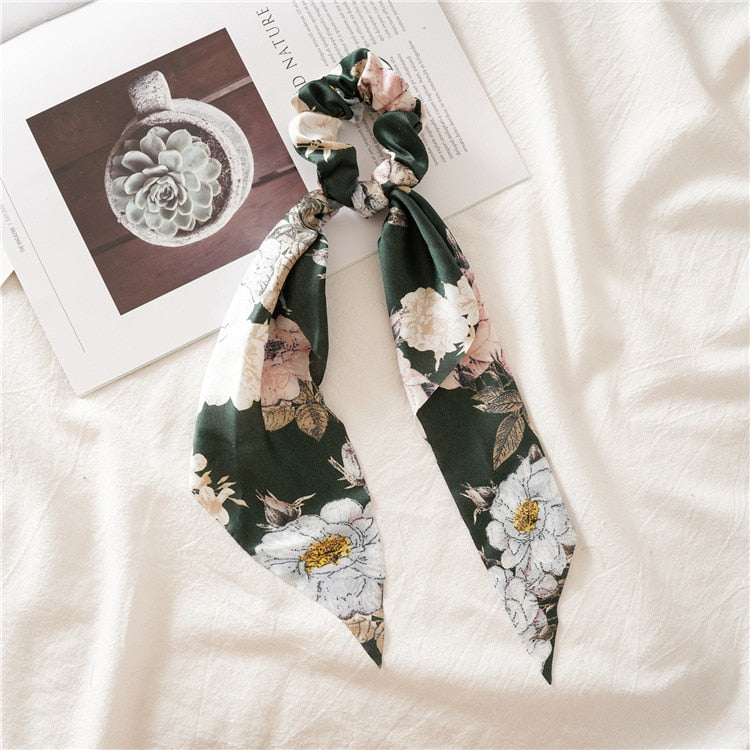 2024 Chiffon Printing Flower Bandana Hair Scarf Headband for Women Vintage Long Ribbon Scrunchie Beach Bandanas Hair Accessories 51