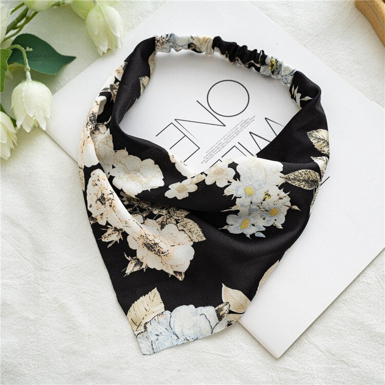 2024 Chiffon Printing Flower Bandana Hair Scarf Headband for Women Vintage Long Ribbon Scrunchie Beach Bandanas Hair Accessories 19