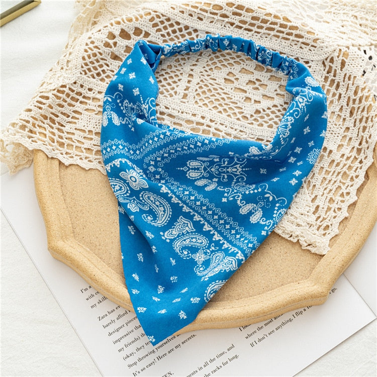 2024 Chiffon Printing Flower Bandana Hair Scarf Headband for Women Vintage Long Ribbon Scrunchie Beach Bandanas Hair Accessories 13