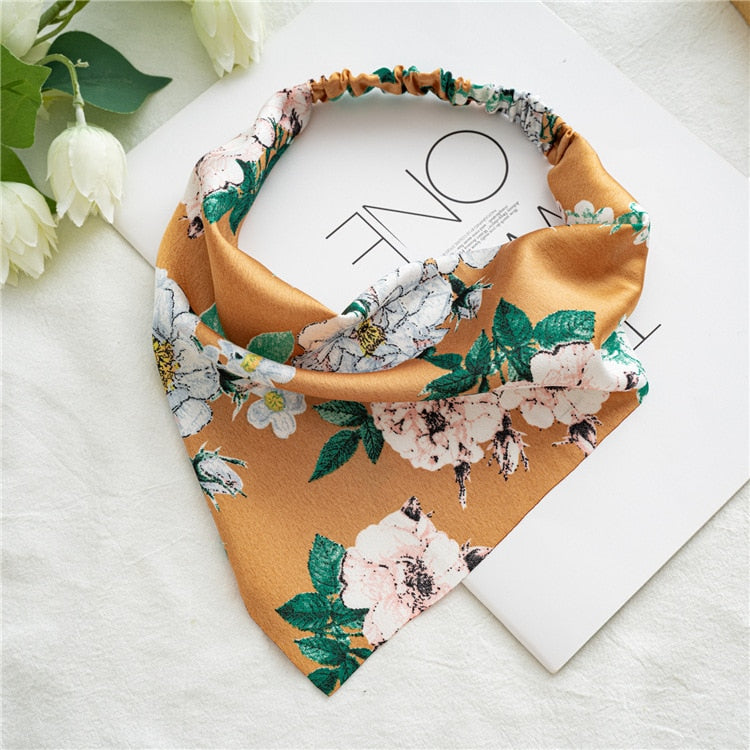 2024 Chiffon Printing Flower Bandana Hair Scarf Headband for Women Vintage Long Ribbon Scrunchie Beach Bandanas Hair Accessories 23