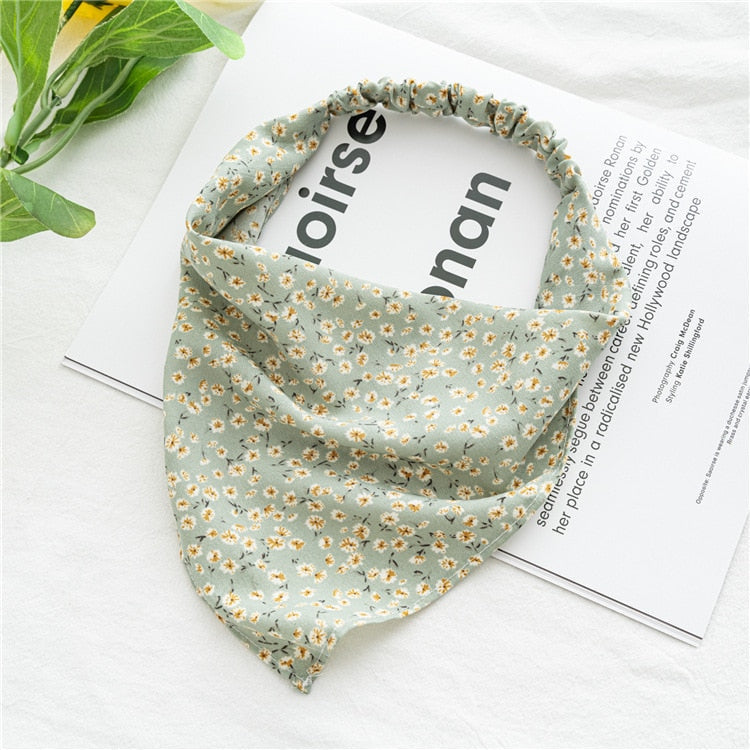 2024 Chiffon Printing Flower Bandana Hair Scarf Headband for Women Vintage Long Ribbon Scrunchie Beach Bandanas Hair Accessories 4
