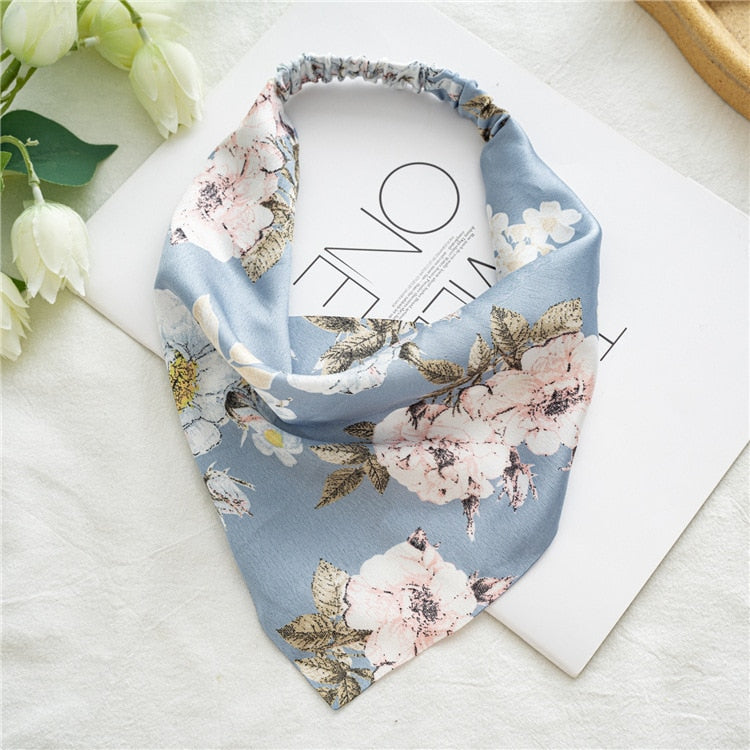 2024 Chiffon Printing Flower Bandana Hair Scarf Headband for Women Vintage Long Ribbon Scrunchie Beach Bandanas Hair Accessories 20