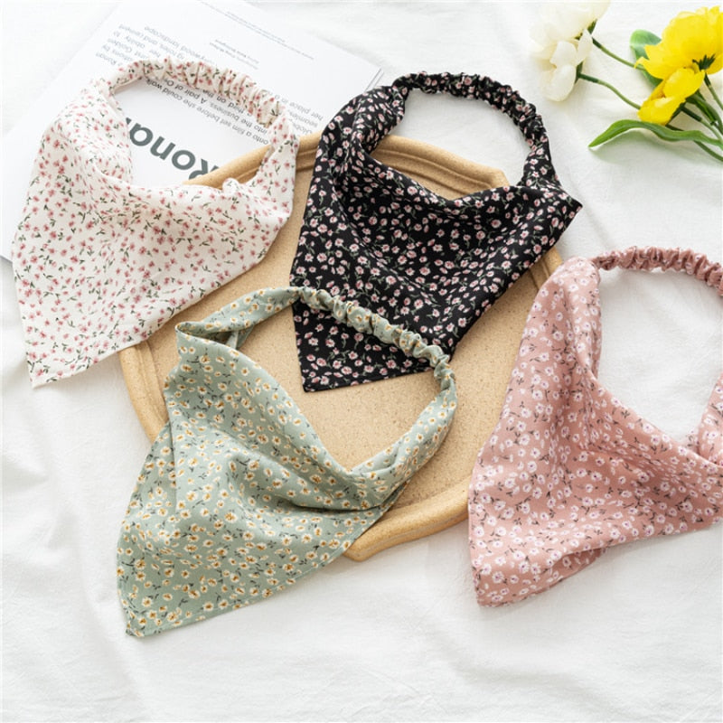 2024 Chiffon Printing Flower Bandana Hair Scarf Headband for Women Vintage Long Ribbon Scrunchie Beach Bandanas Hair Accessories