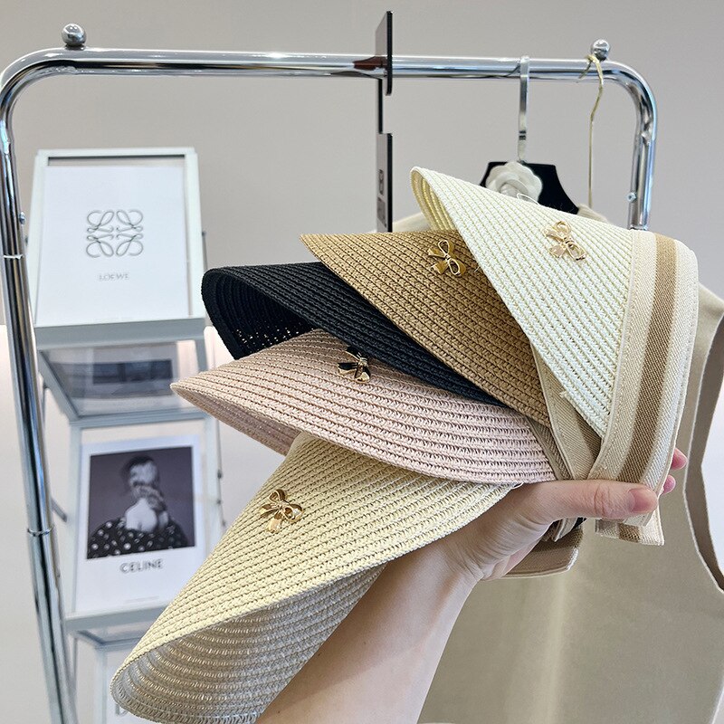 2024 Empty Top Straw Hat Travel Sunshade Sun Hat Cap Trendy Superlite Beach Cap summer Wear Visor Cap For Womens