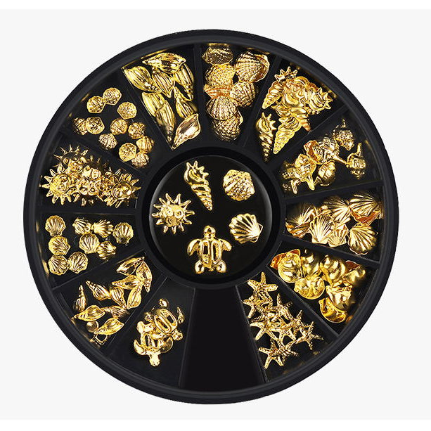 2024 Fashion Metal Sea Animal Stickers for Nails Cute Shell Shape Nail Art Decorations for Manicure sp0293