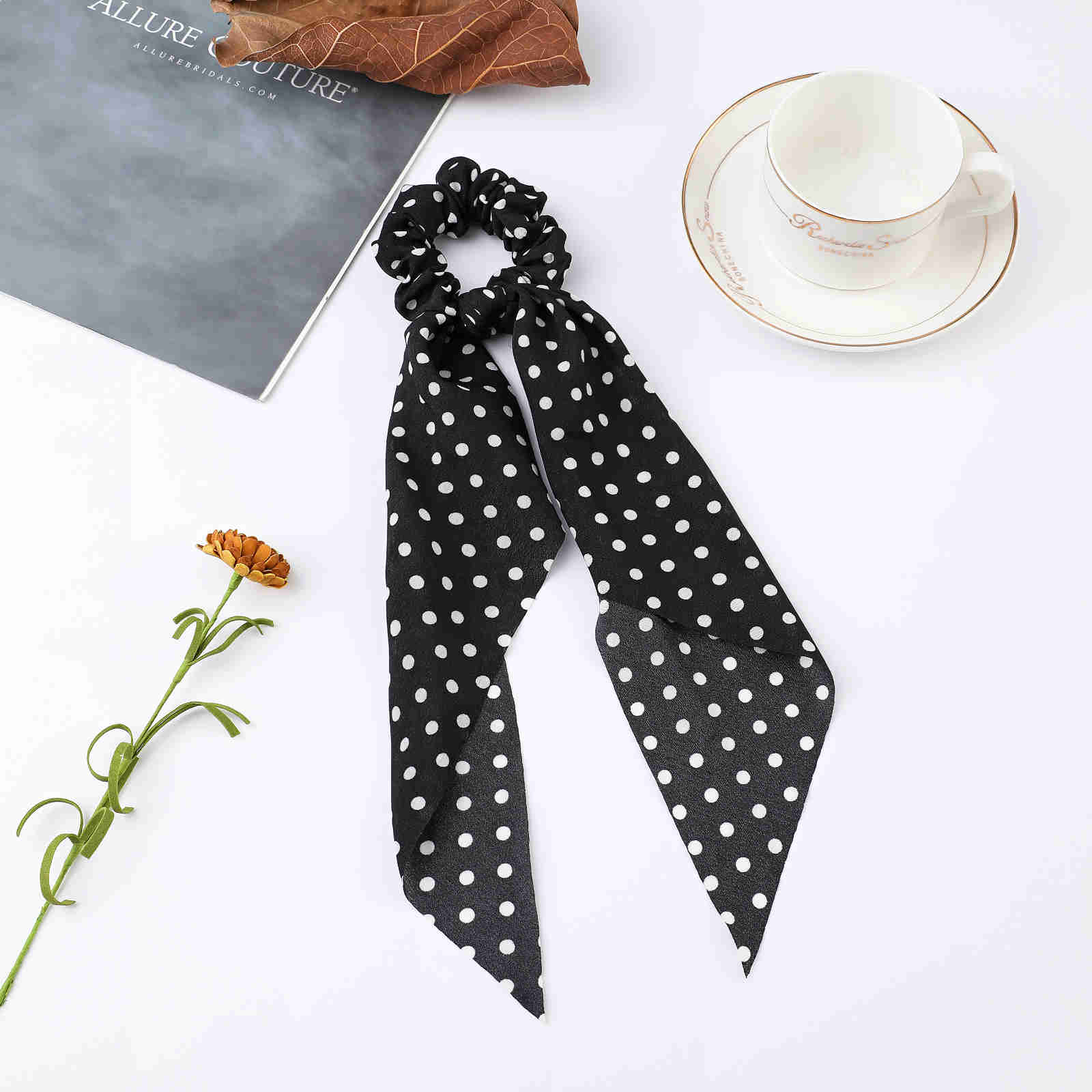 2024 Fashion Print Chiffon Long Ribbon Scrunchies Women Girls Ponytail Scarf Elastic Hair Bands Ties Hair Accessories Wholesale 13