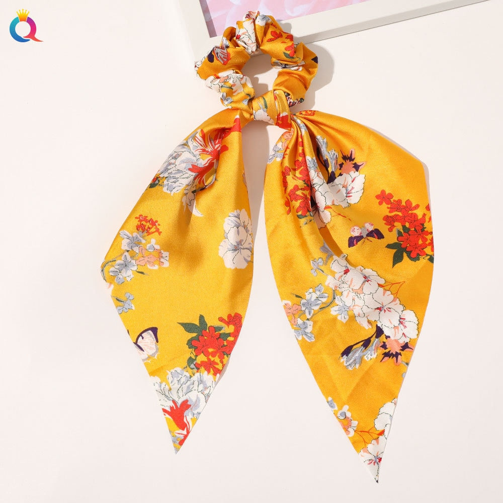 2024 Fashion Print Chiffon Long Ribbon Scrunchies Women Girls Ponytail Scarf Elastic Hair Bands Ties Hair Accessories Wholesale 61