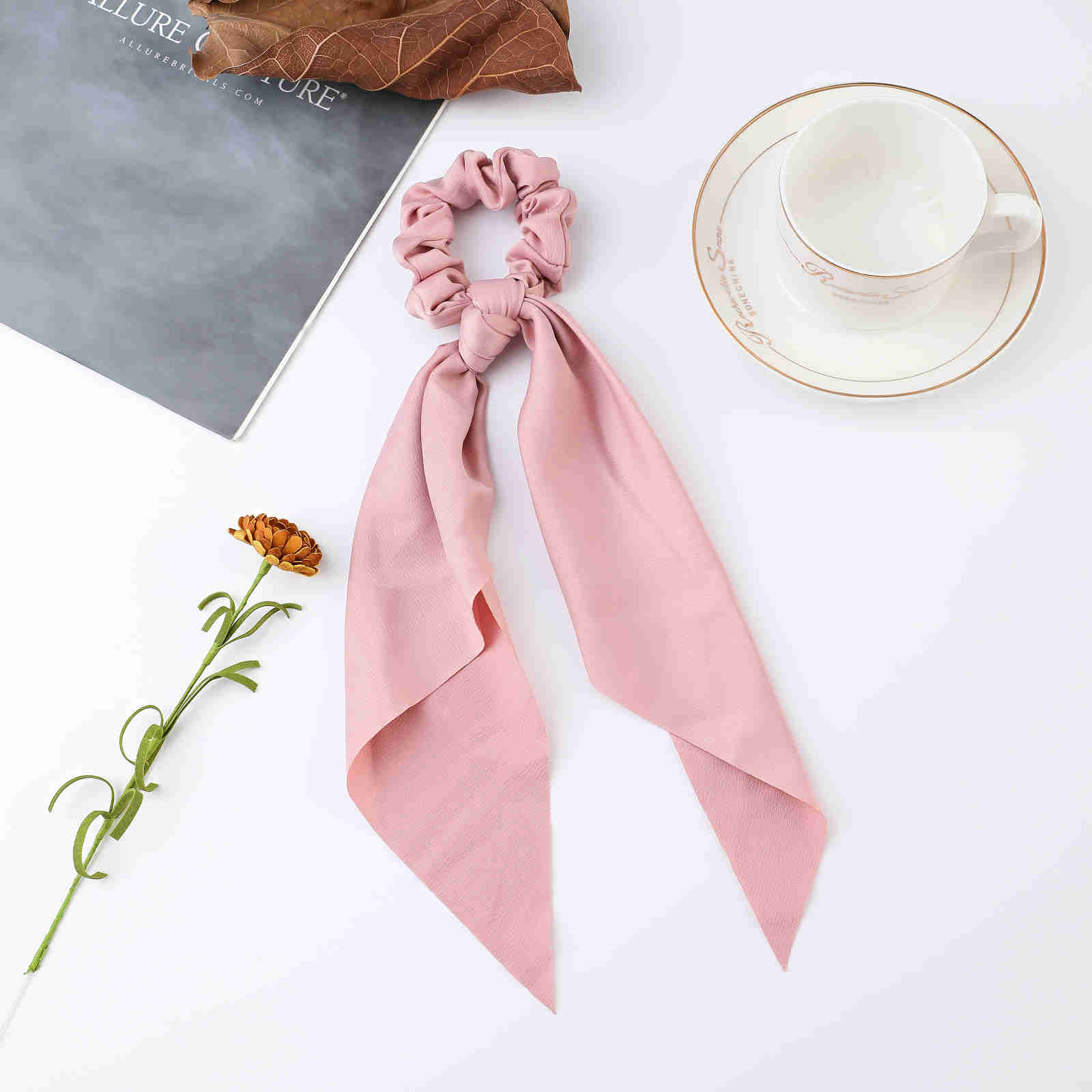 2024 Fashion Print Chiffon Long Ribbon Scrunchies Women Girls Ponytail Scarf Elastic Hair Bands Ties Hair Accessories Wholesale 23