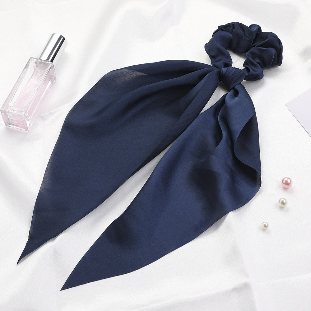 2024 Fashion Print Chiffon Long Ribbon Scrunchies Women Girls Ponytail Scarf Elastic Hair Bands Ties Hair Accessories Wholesale 48
