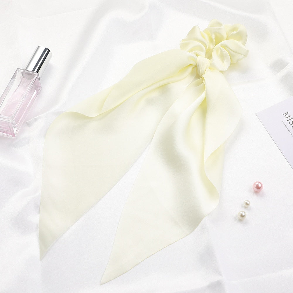 2024 Fashion Print Chiffon Long Ribbon Scrunchies Women Girls Ponytail Scarf Elastic Hair Bands Ties Hair Accessories Wholesale 56