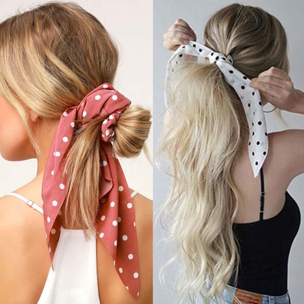 2024 Fashion Print Chiffon Long Ribbon Scrunchies Women Girls Ponytail Scarf Elastic Hair Bands Ties Hair Accessories Wholesale