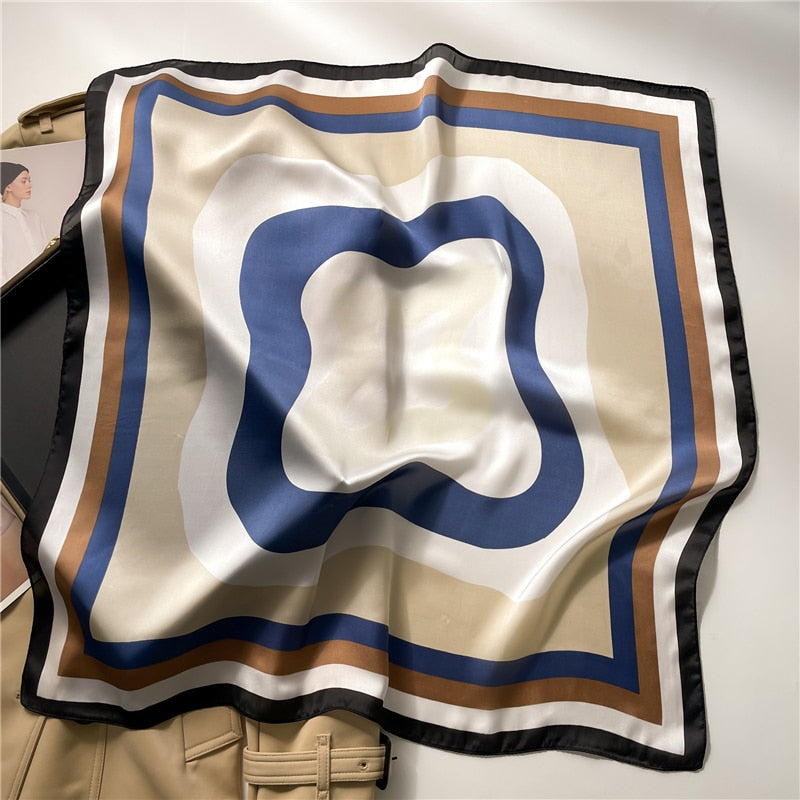 2024 Fashion Wraps Satin Hijab Luxury Square Scarf for Women Hair Bands Ribbon Headband Silk Shawl Neckerchief Female Bandana FJ714-3