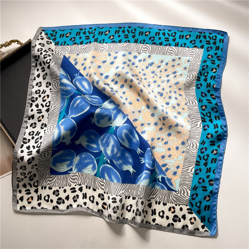 2024 Fashion Wraps Satin Hijab Luxury Square Scarf for Women Hair Bands Ribbon Headband Silk Shawl Neckerchief Female Bandana FJ715-1