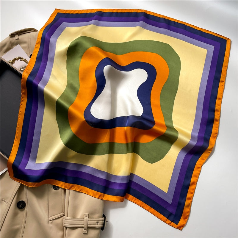 2024 Fashion Wraps Satin Hijab Luxury Square Scarf for Women Hair Bands Ribbon Headband Silk Shawl Neckerchief Female Bandana FJ714-1