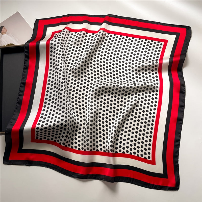 2024 Fashion Wraps Satin Hijab Luxury Square Scarf for Women Hair Bands Ribbon Headband Silk Shawl Neckerchief Female Bandana FJ717-3