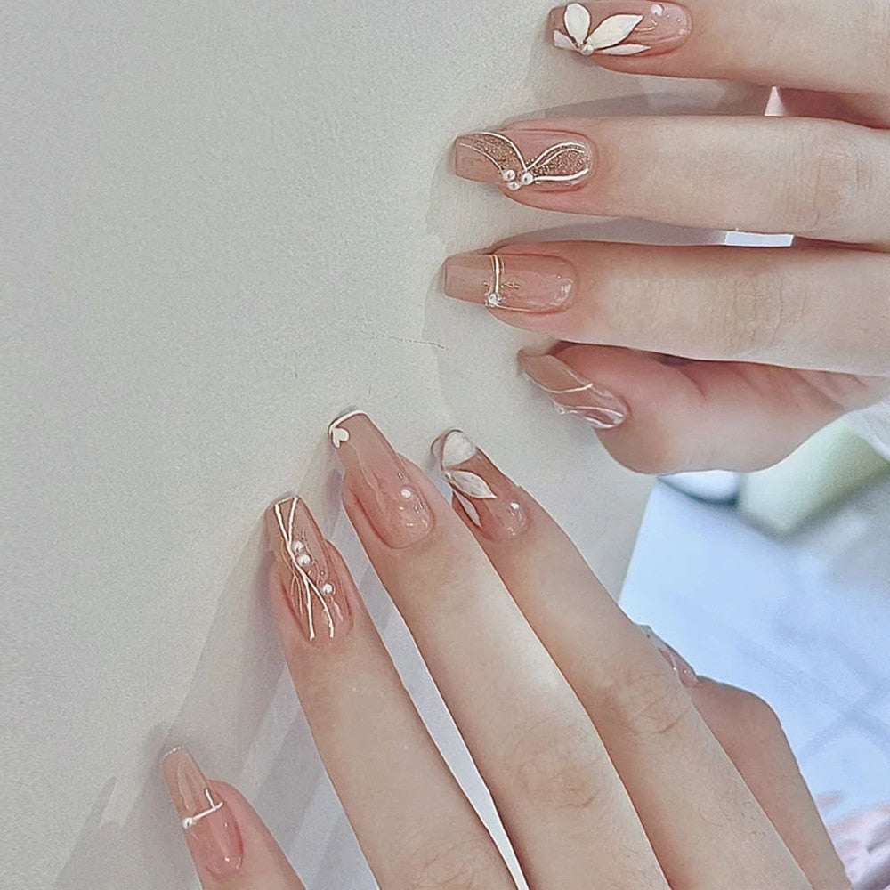 2024 Gradient Fake Nails Press on Nail Diamond Cross Art Long Tips False Forms with Glue Stick Stickers Reusable Set DZ168 New