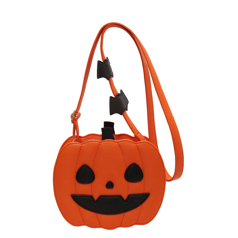 2024 Halloween Bags Funny Pumpkin Cartoon Shoulder Crossbody Bag With Bat Personalized Creative Female Bag Orange2