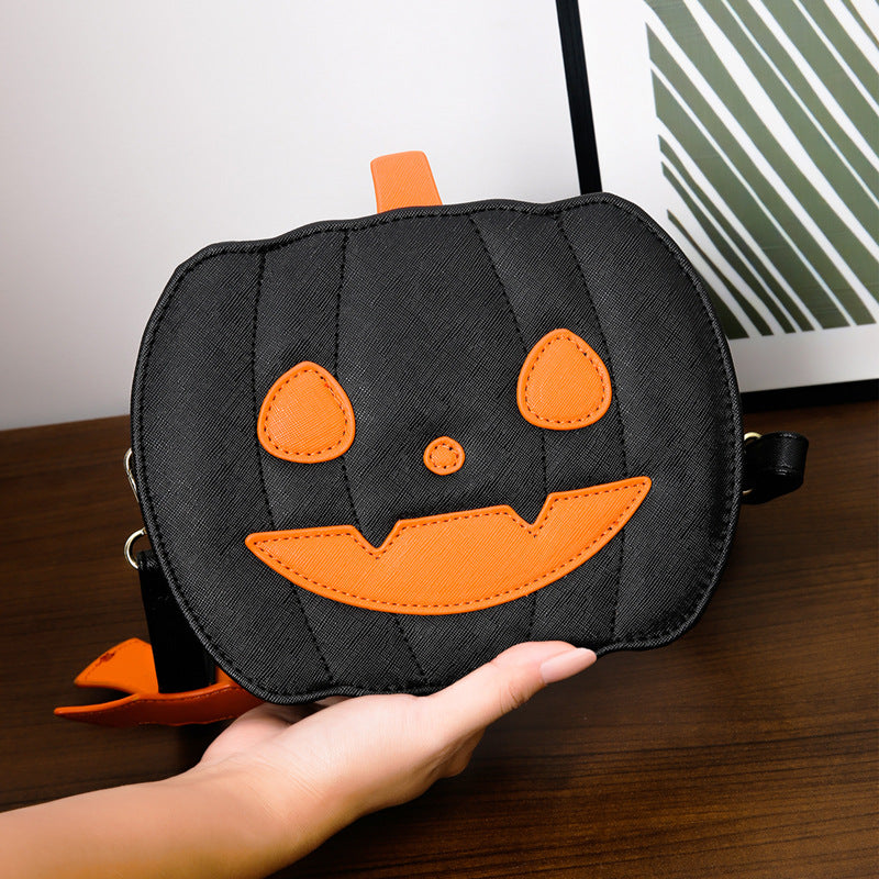 2024 Halloween Bags Funny Pumpkin Cartoon Shoulder Crossbody Bag With Bat Personalized Creative Female Bag