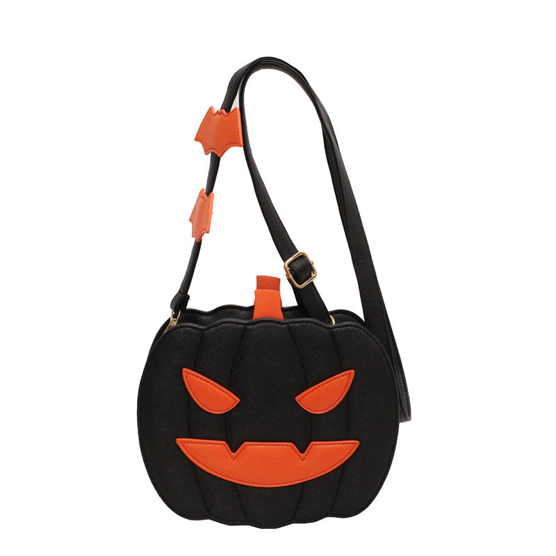 2024 Halloween Bags Funny Pumpkin Cartoon Shoulder Crossbody Bag With Bat Personalized Creative Female Bag Black1