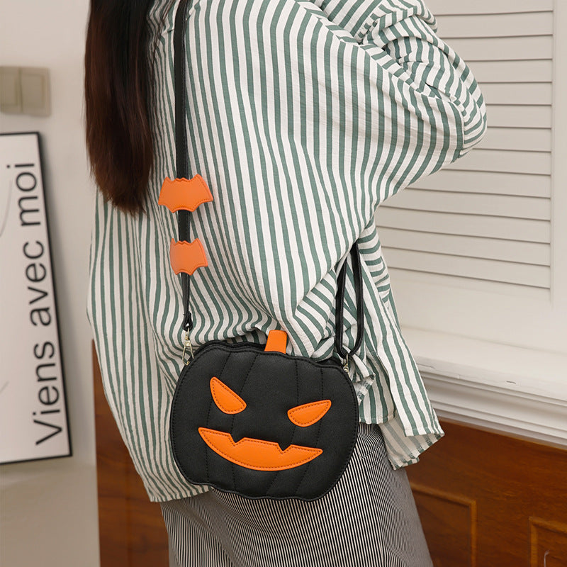 2024 Halloween Bags Funny Pumpkin Cartoon Shoulder Crossbody Bag With Bat Personalized Creative Female Bag