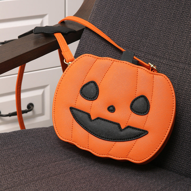 2024 Halloween Bags Funny Pumpkin Cartoon Shoulder Crossbody Bag With Bat Personalized Creative Female Bag