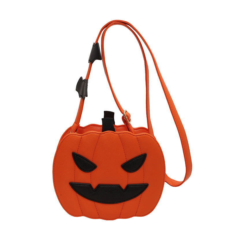 2024 Halloween Bags Funny Pumpkin Cartoon Shoulder Crossbody Bag With Bat Personalized Creative Female Bag Orange1