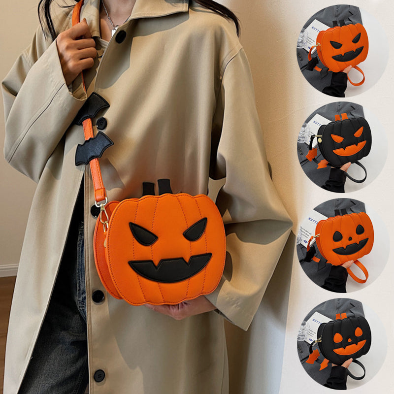 2024 Halloween Bags Funny Pumpkin Cartoon Shoulder Crossbody Bag With Bat Personalized Creative Female Bag AMAIO