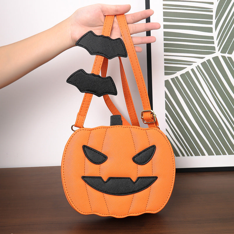 2024 Halloween Bags Funny Pumpkin Cartoon Shoulder Crossbody Bag With Bat Personalized Creative Female Bag