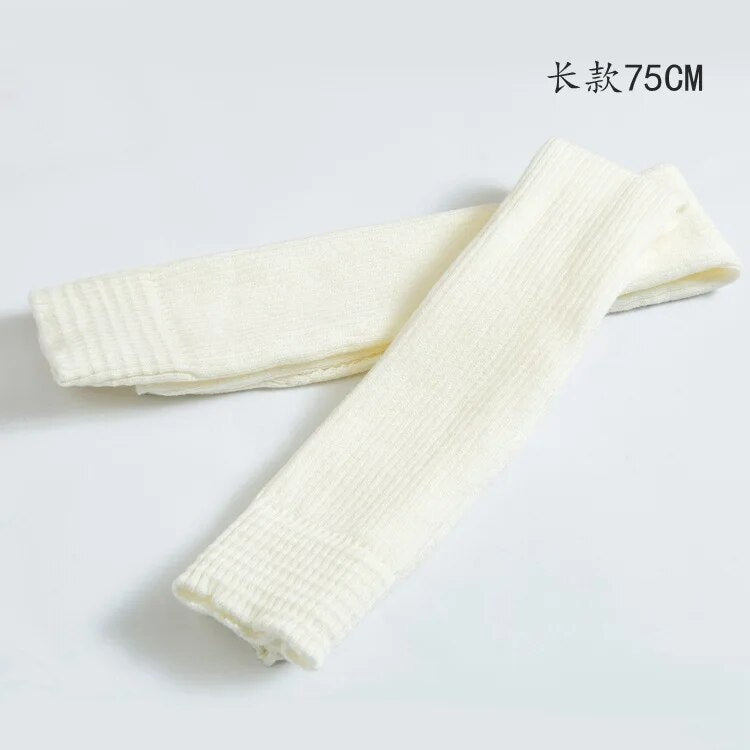 2024 Lolita Long Socks Women Leg Warmers Knitted Warm Foot Cover Arm Warmer Ladies Autumn Winter Crochet Socks Boot Cuffs 75cm White 75CM