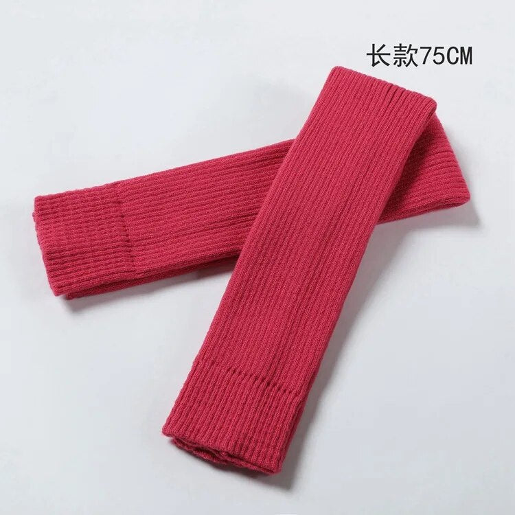 2024 Lolita Long Socks Women Leg Warmers Knitted Warm Foot Cover Arm Warmer Ladies Autumn Winter Crochet Socks Boot Cuffs 75cm Rose 75CM