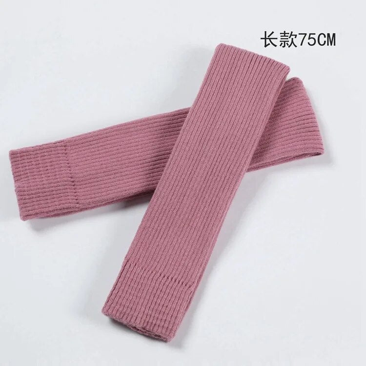 2024 Lolita Long Socks Women Leg Warmers Knitted Warm Foot Cover Arm Warmer Ladies Autumn Winter Crochet Socks Boot Cuffs 75cm Purple 75CM