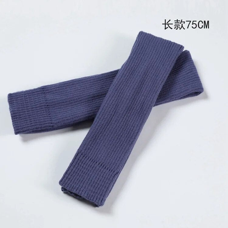 2024 Lolita Long Socks Women Leg Warmers Knitted Warm Foot Cover Arm Warmer Ladies Autumn Winter Crochet Socks Boot Cuffs 75cm Light Purple 1 75CM