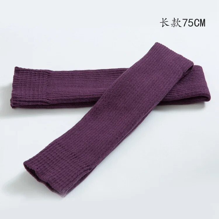 2024 Lolita Long Socks Women Leg Warmers Knitted Warm Foot Cover Arm Warmer Ladies Autumn Winter Crochet Socks Boot Cuffs 75cm Deep Purple 75CM