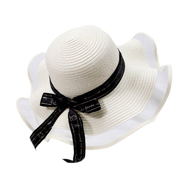 2024 NEW Women`s White Foldable Straw Sun Visor with Wide Brim Ideal for Outdoor Activities and Beach Picnics