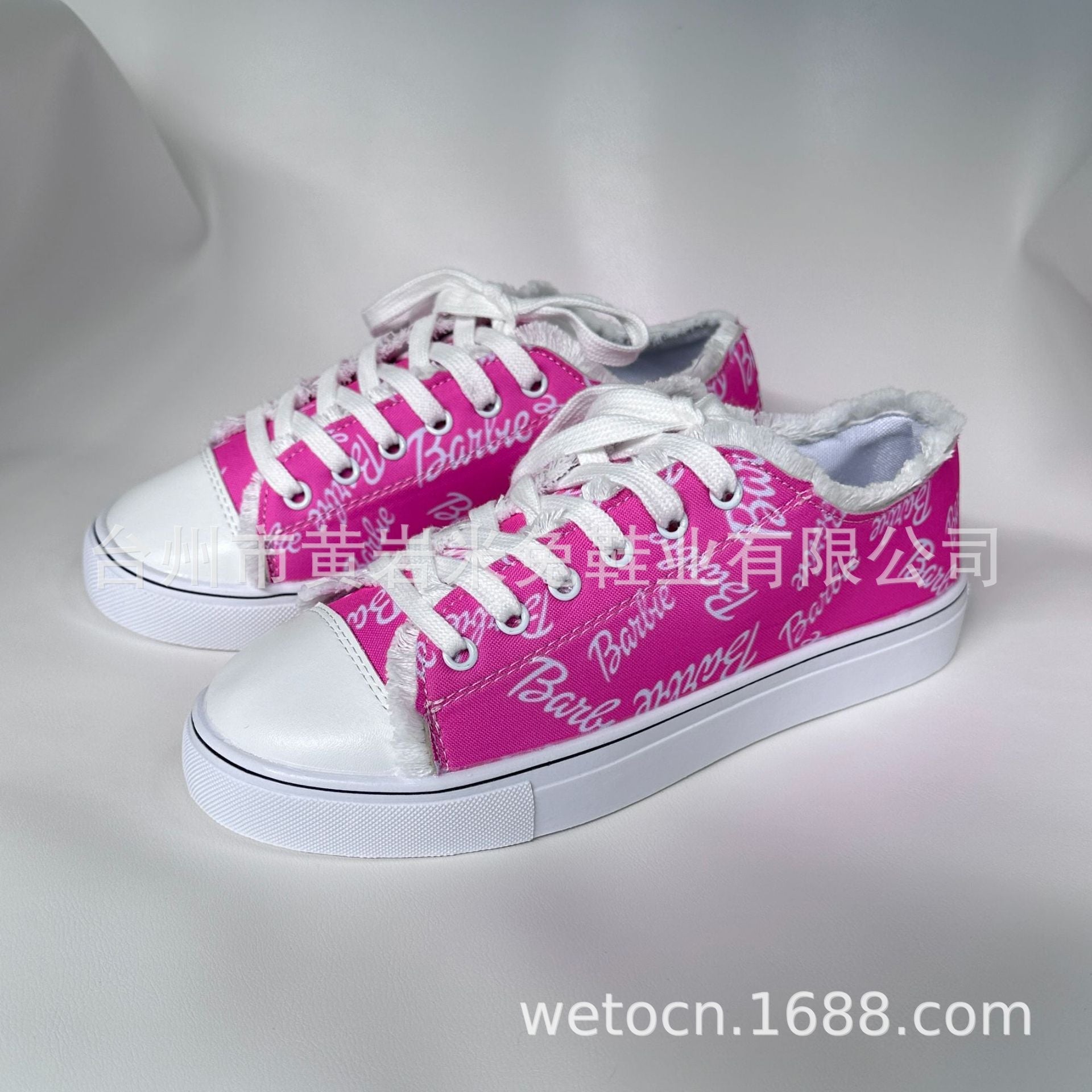 2024 New Barbie 3D Printing Letters Large Size Canvas Shoes Women Students Flat Casual Shoes Fashion Women Sports Board Shoes