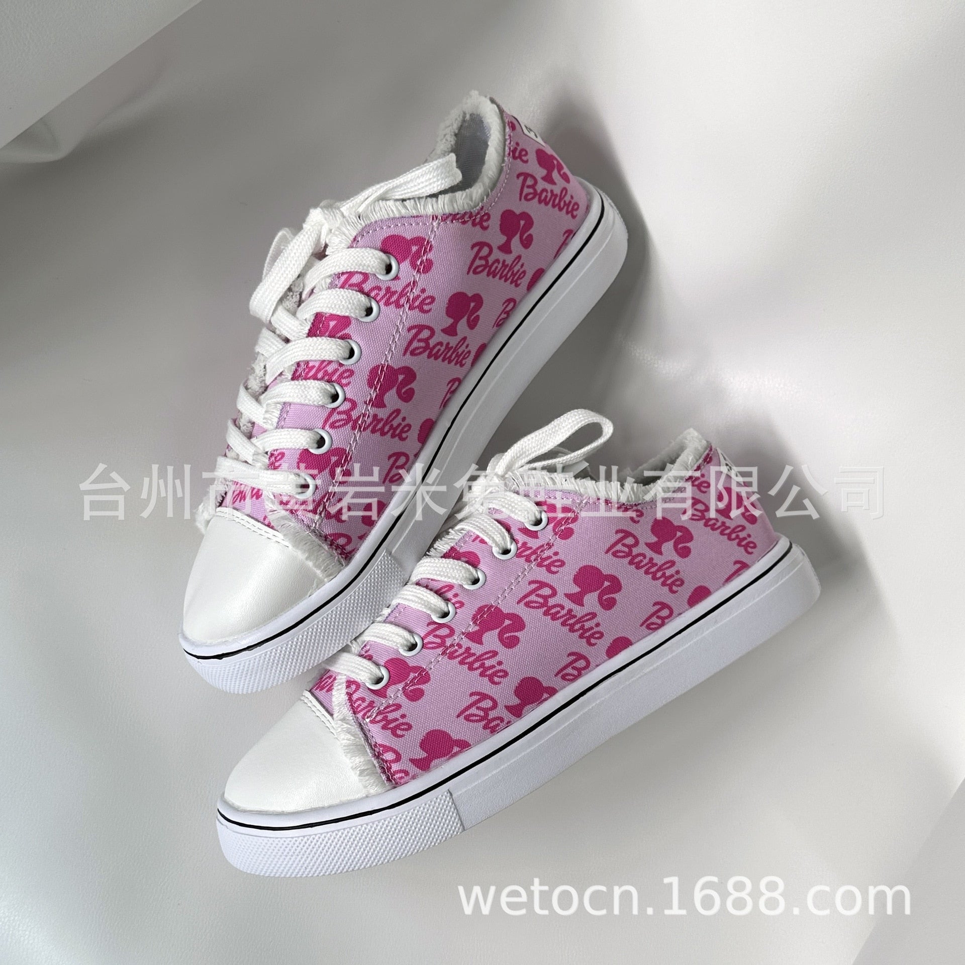 2024 New Barbie 3D Printing Letters Large Size Canvas Shoes Women Students Flat Casual Shoes Fashion Women Sports Board Shoes