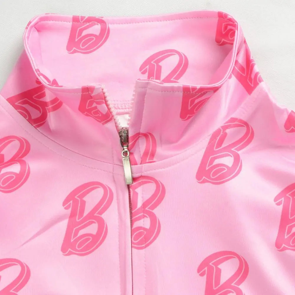 2024 New Barbie Children 2Pcs Jacket Pants Suits Anime Fashion Autumn Boys Girls Kids Zipper Long Sleeve Coat Sports Trousers