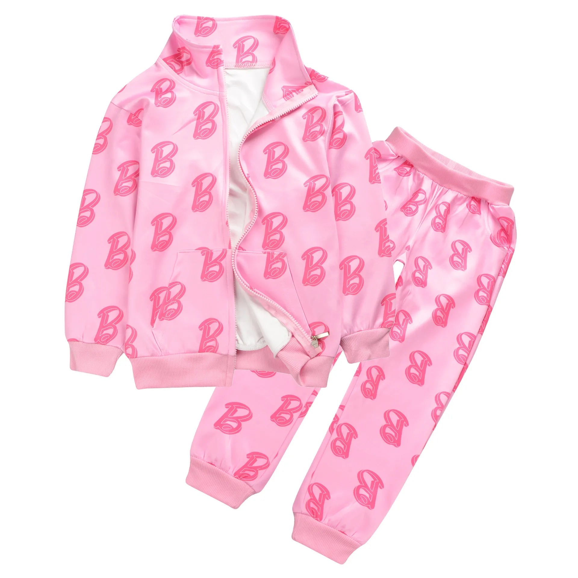 2024 New Barbie Children 2Pcs Jacket Pants Suits Anime Fashion Autumn Boys Girls Kids Zipper Long Sleeve Coat Sports Trousers suit
