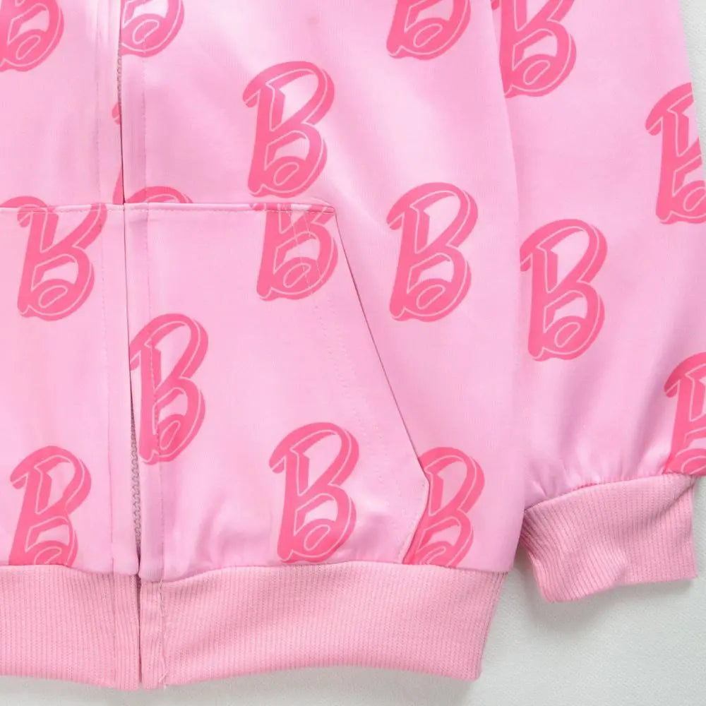 2024 New Barbie Children 2Pcs Jacket Pants Suits Anime Fashion Autumn Boys Girls Kids Zipper Long Sleeve Coat Sports Trousers