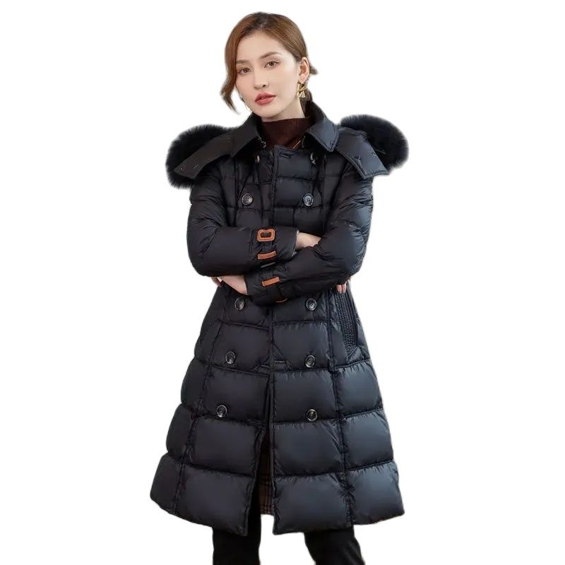 2024 New Down Cotton Coat Women's Mid length Thickened Fashion Slim Fit Down Cotton Coat 1