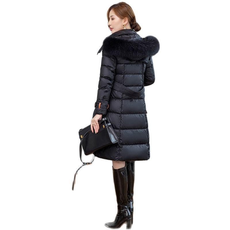 2024 New Down Cotton Coat Women's Mid length Thickened Fashion Slim Fit Down Cotton Coat