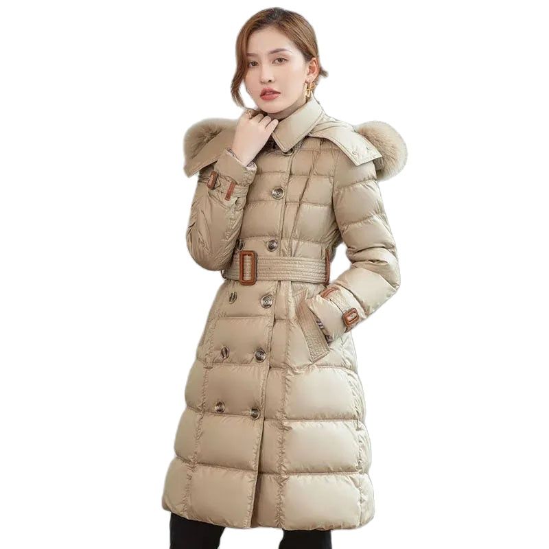 2024 New Down Cotton Coat Women's Mid length Thickened Fashion Slim Fit Down Cotton Coat AMAIO